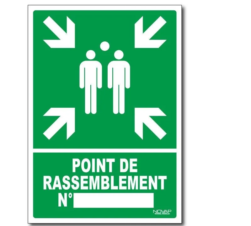 Panneau ISO 7010 en aluminium "Point de rassemblement après évacuation"- E007